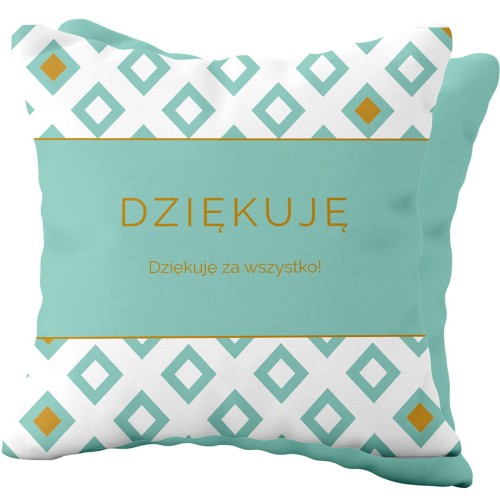 Poduszka dla kobiety na prezent z napisem DZIĘKUJĘ turkusowa