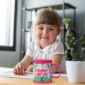 Zestaw prezentowy dla córki z napisem CUDOWNA CÓRECZKA 3D różowy kubek brelok z latarką pieczątka w torebce
