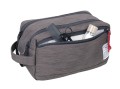Kosmetyczna podróżna TROIKA "BUSINESS WASHBAG 2" dwa zamki i magnes do zamykania, z paskiem na nadgarstek, wodoodporna, poliester, Czarny/Szary