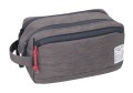 Kosmetyczna podróżna TROIKA "BUSINESS WASHBAG 2" dwa zamki i magnes do zamykania, z paskiem na nadgarstek, wodoodporna, poliester, Czarny/Szary