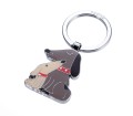 Brelok do kluczy TROIKA DOG & DOGGY – chromowany metal emaliowany, beż/brąz