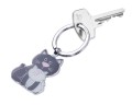 Brelok do kluczy TROIKA CAT & KITTY – chromowany metal emaliowany, ciemnoszary/jasnoszary