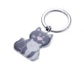 Brelok do kluczy TROIKA CAT & KITTY – chromowany metal emaliowany, ciemnoszary/jasnoszary