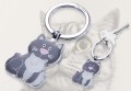 Brelok do kluczy TROIKA CAT & KITTY – chromowany metal emaliowany, ciemnoszary/jasnoszary