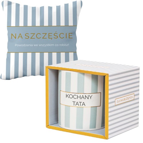 Zestaw upominkowy dla Taty KOCHANY TATA kubek, poduszka: Na szczęście