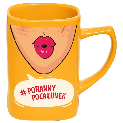 Kubek na prezent dla kobiety z napisem Poranny pocałunek