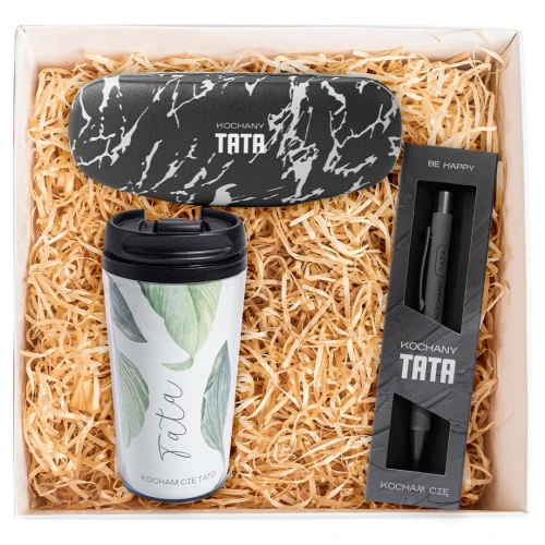 Zestaw prezentowy Kochany Tata - kubek, etui na okulary i długopis w pudelku