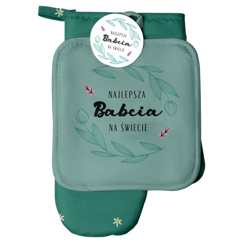 Zestaw rękawica kuchenna + łapka Najlepsza Babcia na świecie