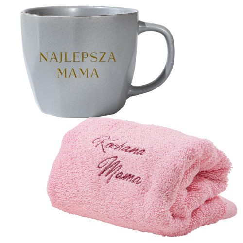 Zestaw prezentowy dla Mamy z kubkiem NAJLEPSZA MAMA i ręcznikiem